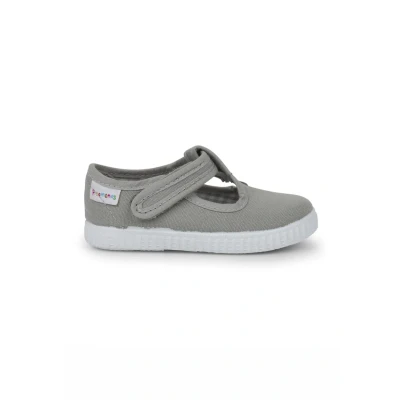 Image of Pisamonas Boys T Bar Loop Fasteners Shoes Size 4.5 Color Grey