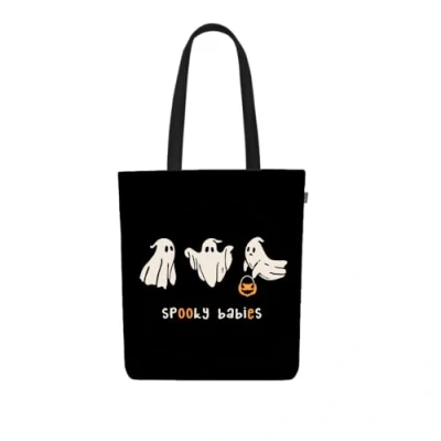 Image of Ecoright Aesthetic Canvas Tote Bags for Women, Reusable Bag with Zip, Ideal Grocery, Shopping, Travel &amp; Daily Use, Elfish, One Size, Spookie, Utility
