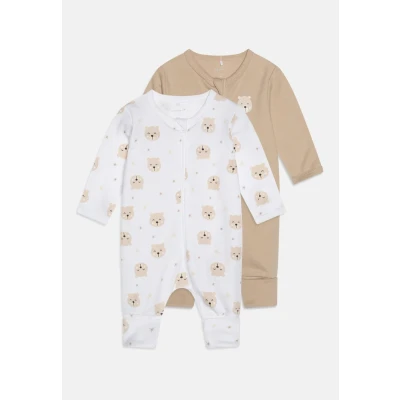 Image of Name it Nbnnightsuit ZIP BEAR Unisex 2 PACK Pyjamas for kids, Size: 0 1m, Oxford tan