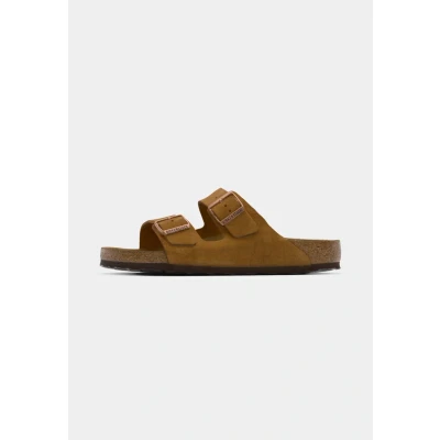 Image of Birkenstock Arizona SOFT Footbed Unisex Slippers, Size: 7.5, Tan Suede