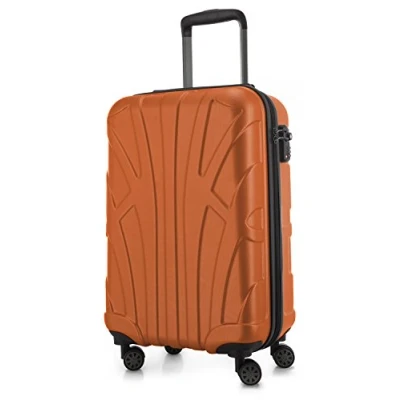 Image of Suitline Hard Side Luggages Trolley Hardside Shell Suitcase Expandable, TSA, (S, M &amp; L), Black, Orange, 55 cm, Hand Luggage