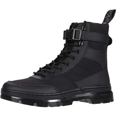 Image of Dr. Martens Combs TECH Unisex Laceup ankle boots, Size: 6, Black Leather and textile