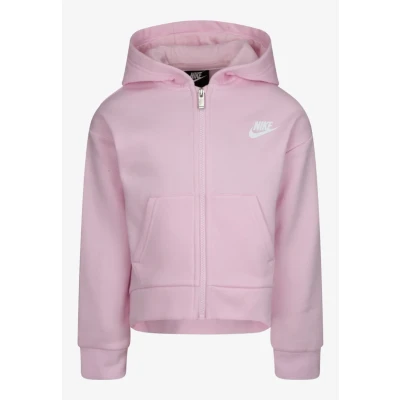 Image of Nike Sportswear CLUB HIGH LOW Hoodie Zipup sweatshirt for kids, Size: 2 3y, Pink foam