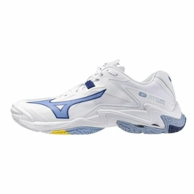 Image of Mizuno WAVE Lightning Z8 Volleyball shoes, Men&#039;s, Size: 9.5, White/bellwether blue/bel air blue Textile/synthetics