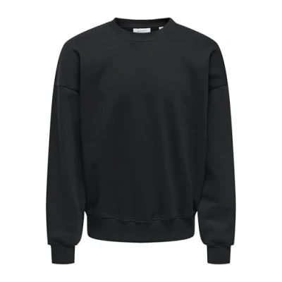 Image of Only &amp; Sons Onsturner LIFE CREW NECK Sweatshirt, Men&#039;s, Size: XS, Black