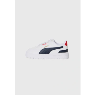 Image of Puma Unisex Kid&#039;s Shuffle Downtown Lo Jr Sneaker, White New Navy for All Time Red, 4 UK