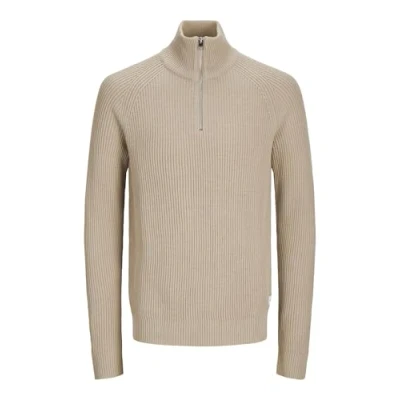 Image of Jack &amp; Jones Jjpannel HALF ZIP Jumper, Men&#039;s, Size: Large, Crockery