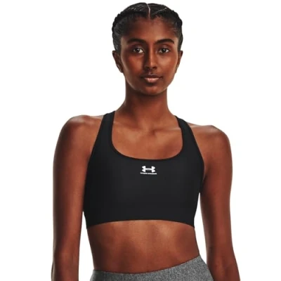 Image of Under Armour UA HG MID Padless Medium support sports bra, Women&#039;s, Size: Large, Black/white