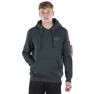 Image of Alpha Industries BACK Print Hoodie, Men&#039;s, Size: Large, Petrol