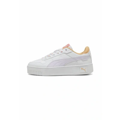 Image of PUMA Girls&#039; Carina Street Lacey Trainers, White Lilac Frost Almost Apricot Purple Orange, 5 UK