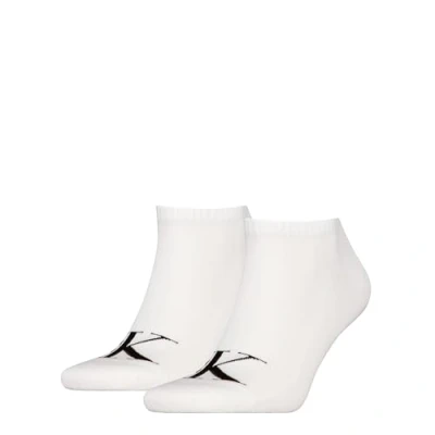Image of Calvin Klein Underwear MEN Sneaker Monogram 2 PACK Socks, Men&#039;s, Size: 6 8, White