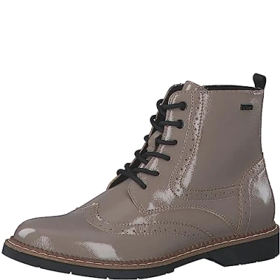 Image of s.Oliver Laceup ankle boots, Women&#039;s, Size: 4, Taupe patent Synthetics