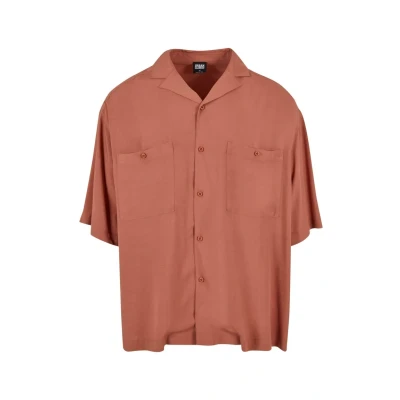Image of Urban Classics Resort Shirt, Men&#039;s, Size: Large, Terracotta