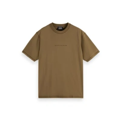 Image of Scotch &amp; Soda Seasonal CORE Front Chest LOGO Basic Tshirt, Men&#039;s, Size: Medium, Golden brown
