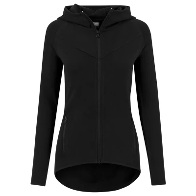 Image of Urban Classics Ladies Athletic Interlock ZIP Hoody Zipup sweatshirt, Women&#039;s, Size: Large, Black
