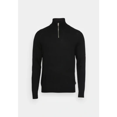 Image of Jack &amp; Jones Jjeemil HALF ZIP Jumper, Men&#039;s, Size: XS, Black