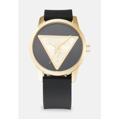 Image of Guess Badge Watch, Men&#039;s, Size: One Size, Black