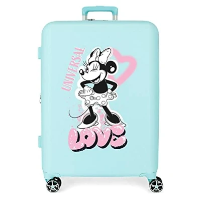Image of Disney Minnie Heart Medium Turquoise suitcase 48 x 70 26 cm Hard ABS Built in TSA Closure 88 L 4 kg Double Wheels, Blue, One Size, Suitcase,