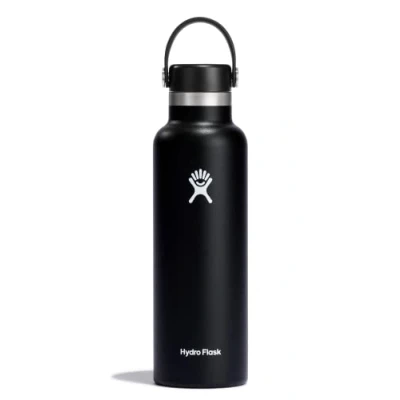 Image of HYDRO FLASK Water Bottle 621 ml (21 oz) Vacuum Insulated Stainless Steel with Leak Proof Flex Cap and Powder Coat BPA Free Standard Mouth Black