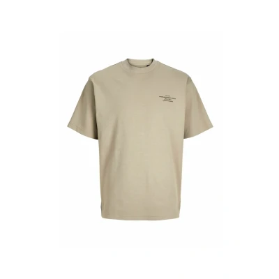 Image of Jack &amp; Jones Premium Jprblachad Branding CREW NECK TEE Print Tshirt, Men&#039;s, Size: Small, Greige