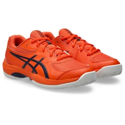 Image of Asics Gelgame 10 CLAY Unisex Multicourt tennis shoes for kids, Size: 5.5, Nova orange/indigo fog Imitation leather/ textile