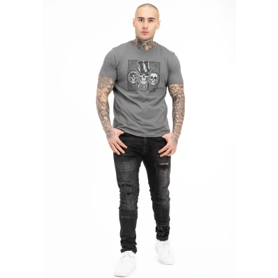 Image of Tapout Normale Passform Skull Print Tshirt, Men&#039;s, Size: 3XL, Grey black