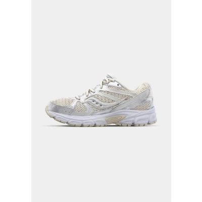 Image of Saucony RIDE Millennium Trainers, Women&#039;s, Size: 4.5, Cream/silver Imitation leather/ textile