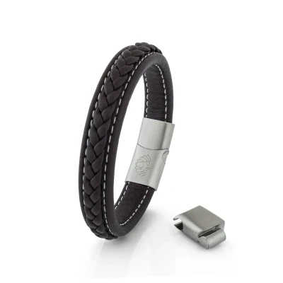 Image of Akitsune MATT Bracelet, Men&#039;s, Size: 8,27&#039;&#039;, Silver/brown