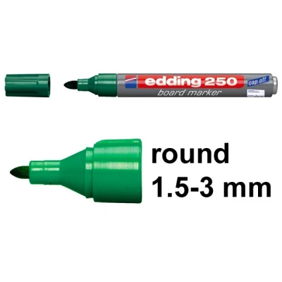 Image of edding 250 whiteboard marker green 10 pens round tip 1.5 3 mm pen dry wipe for whiteboards, flipcharts, pinboards, magnetic and memo boards sketchnotes refillable