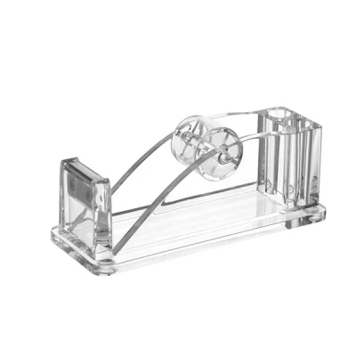 Image of Maul Tape Dispenser Table for with Pen Holder Adhesive Without Office Supplies in Timeless Acrylic Crystal Clear Roller Refillable