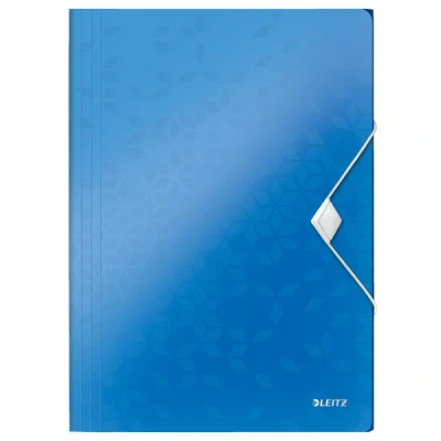 Image of Leitz 3 Flap Folder, Holds up to 150 A4 Sheets, Elastic Closure, Flexible Plastic, Blue metallic, WOW Range, 45990036