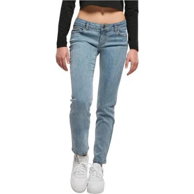 Image of Urban Classics Women&#039;s Ladies Low Waist Straight Denim Pants, Tinted Lightblue Washed, 29