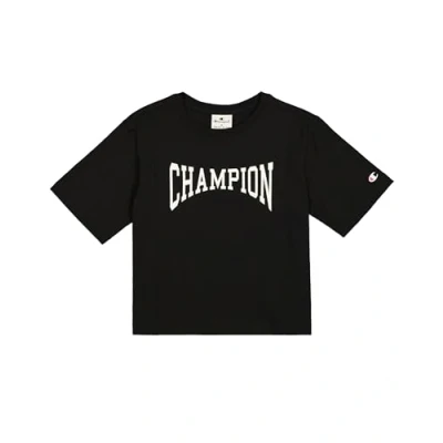 Image of Champion Graphic Crewneck Print Tshirt for kids, Size: 5 6y, New black