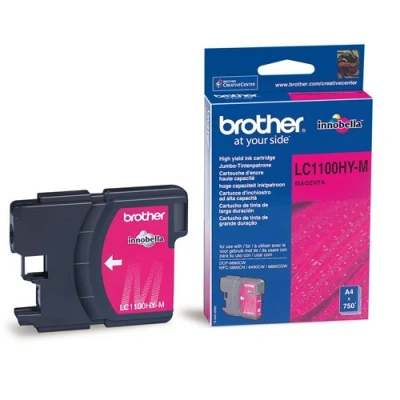 Image of Brother LC 1100HYM Inkjet Cartridge, Magenta, Single Pack, High Yield, Includes 1 x Genuine Supplies