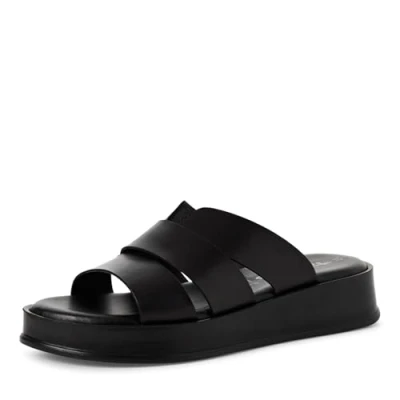 Image of Tamaris Damen Pantolette Leder Keilabsatz TOUCH IT; BLACK, EU 37