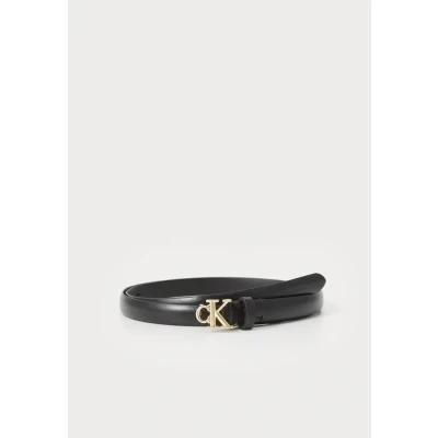 Image of Calvin Klein LOGO Buckle Belt Black/antique light goldcoloured, Women&#039;s, Size: 30, gold/coloured