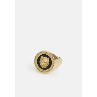 Image of Guess LION COIN Ring Yellow goldcoloured/black, Men&#039;s, Size: T U, gold coloured/black