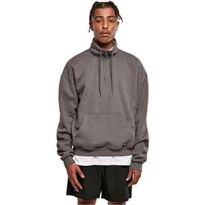 Image of Urban Classics Drawstring Troyer Sweatshirt, Men&#039;s, Size: XS, Darkshadow