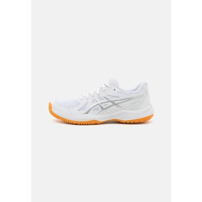 Image of Asics Upcourt 6 Multicourt tennis shoes, Women&#039;s, Size: 5, White/blue coast Imitation leather/ textile