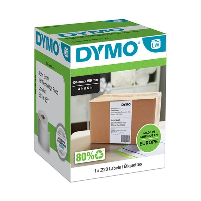 Image of DYMO Authentic LabelWriter Extra Large Shipping Labels 104 mm x 159 Self Adhesive Roll of 220 Easy Peel for 4XL/5XL Label Makers