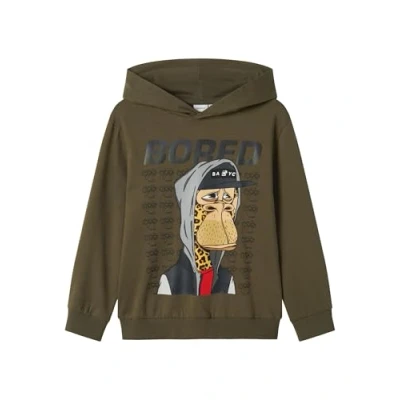 Image of Name it Bored APE Hoodie for kids, Size: 11 12y, Dusty olive