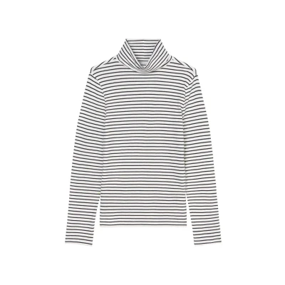 Image of Marc O&#039;Polo Denim Turtelneck Stripes Long sleeved top, Women&#039;s, Size: Small, Offwhite
