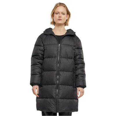 Image of Urban Classics LONG Puffer Winter coat, Women&#039;s, Size: 4XL, Black