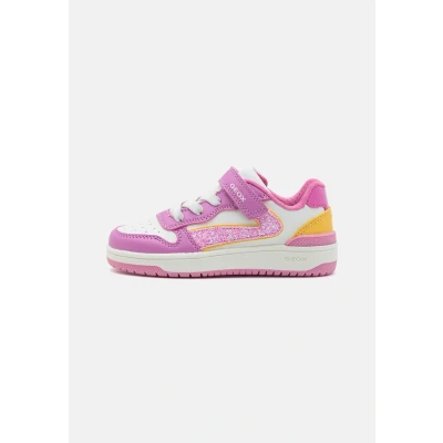 Image of Geox Washiba GIRL Trainers for kids, Size: 1, Dark pink/yellow Imitation leather/ textile