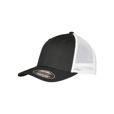 Image of Flexfit Trucker Recycled Mesh Baseball Cap, black/white, L XL