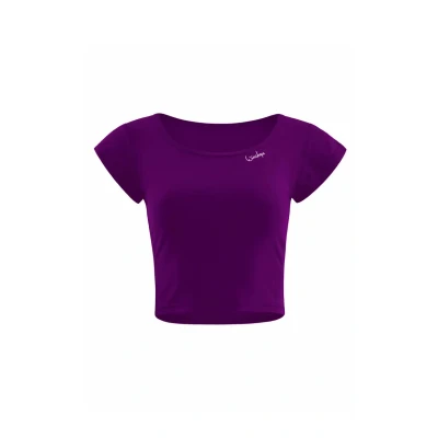 Image of Winshape Functional Light AND SOFT Cropped Kurzarm Sports Tshirt, Women&#039;s, Size: XS, Dark plum