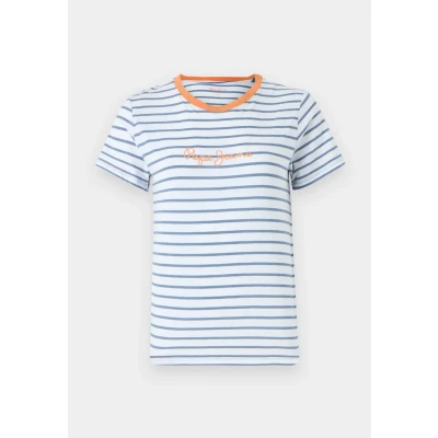 Image of Pepe Jeans ELBA Print Tshirt, Women&#039;s, Size: XL, Steel blue
