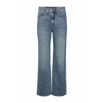 Image of VERO MODA Women&#039;s Wide Jeans, Medium Blue Denim/Detail:tinted, 29W / 30L