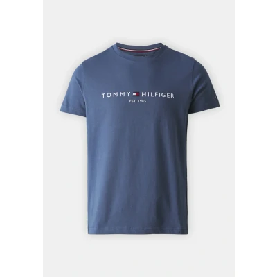 Image of Tommy Hilfiger LOGO TEE Print Tshirt, Men&#039;s, Size: XS, Aegean sea