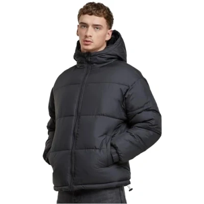 Image of Urban Classics Basic Puffer WITH HOOD Winter jacket, Men&#039;s, Size: XXL, Black